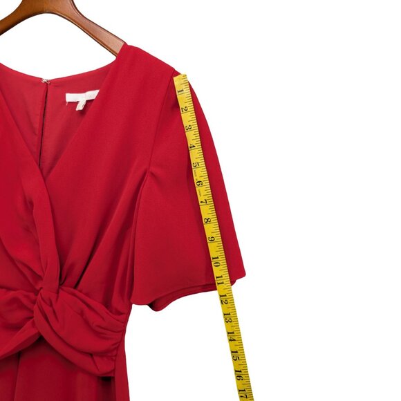 Harlyn Twist Front Jumpsuit Womens Solid Red Short Sleeve Wide Leg Size S - Picture 10 of 13